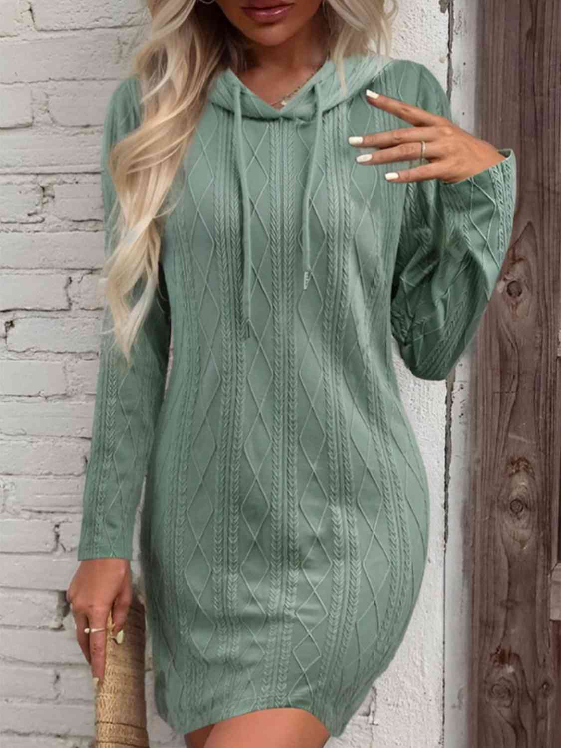 “The Aafia” Drawstring Hooded Sweater Dress