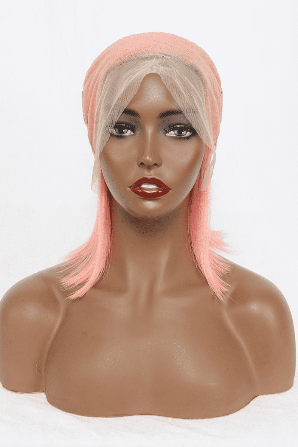 “Brick Bundles:Pinky Lewinski” 12" 165g Lace Front Wigs Human Hair in Rose Pink 150% Density