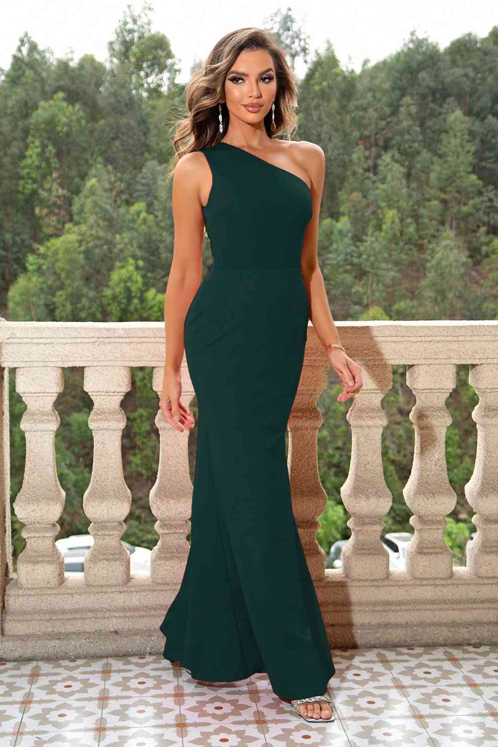 “The Mayor’s Ball” One-Shoulder Sleeveless Maxi Dress