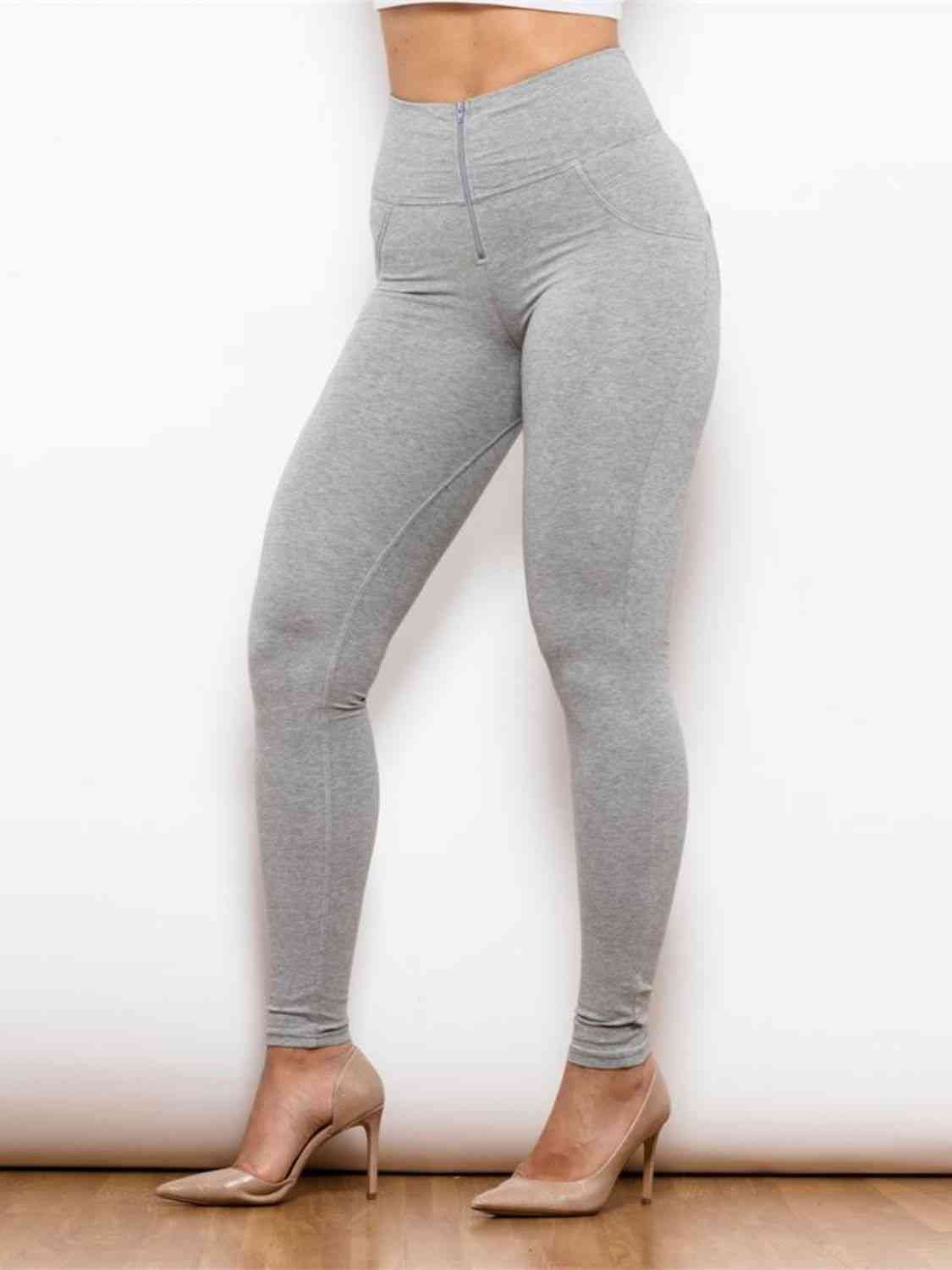 “The Cuff Her” Full Size Zip Detail High Waist Leggings