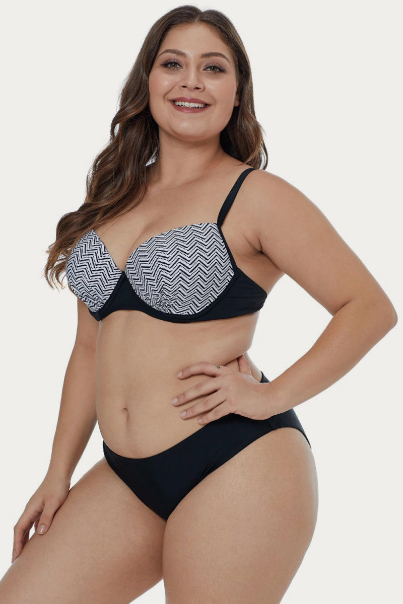 “The See Waves” Print Plus Size Bikini Set