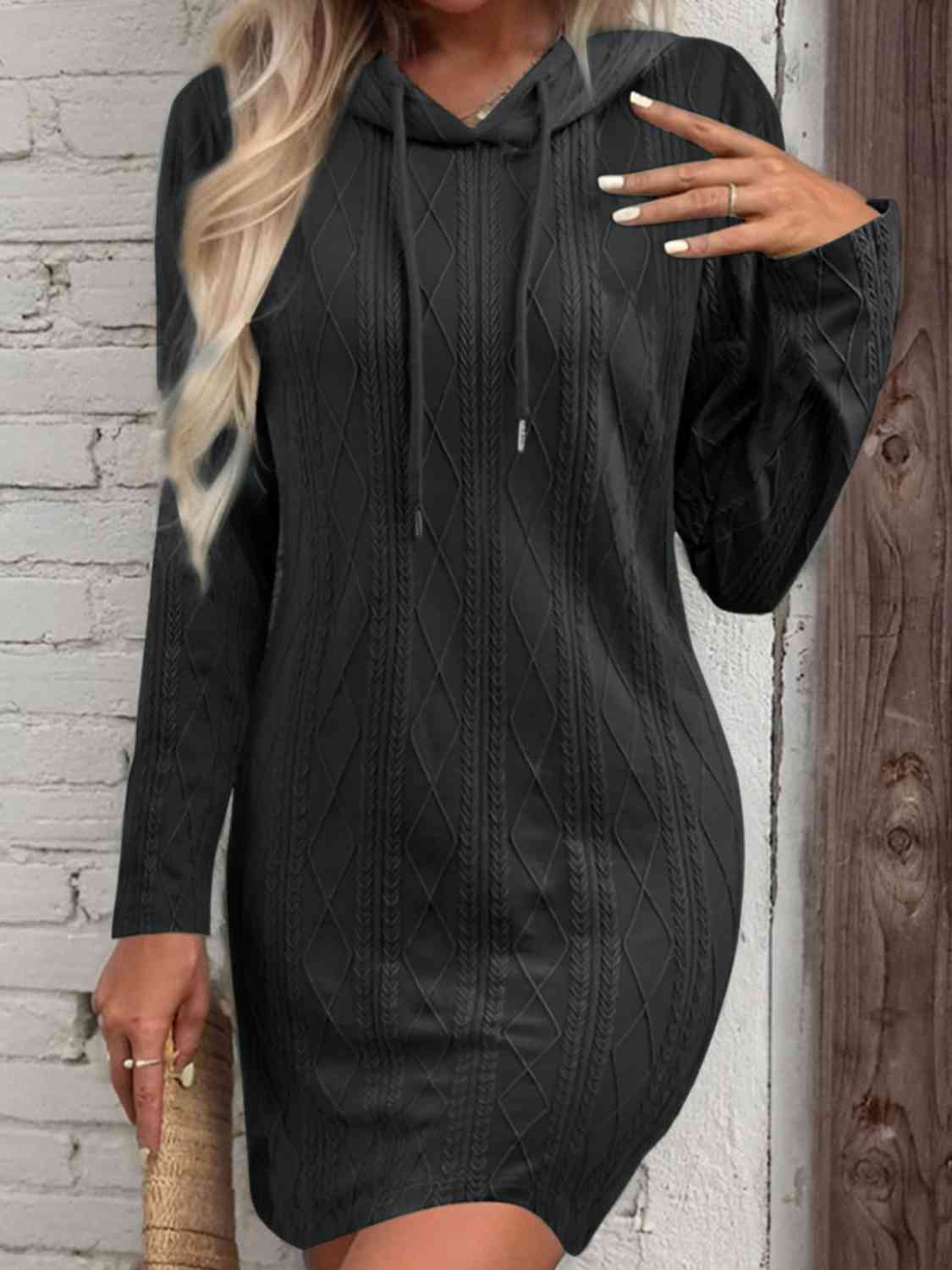 “The Aafia” Drawstring Hooded Sweater Dress