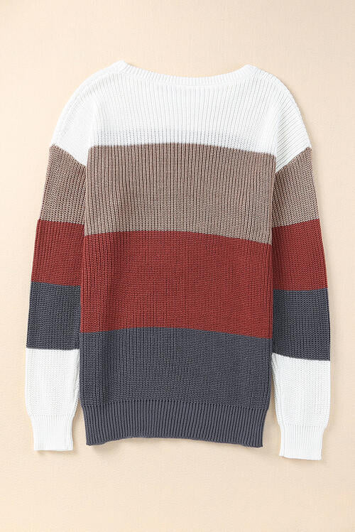 “The Krueger” Color Block Round Neck Sweater