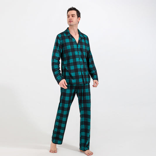 “The Aqua Plaid” Men Plaid Shirt and Pants Set