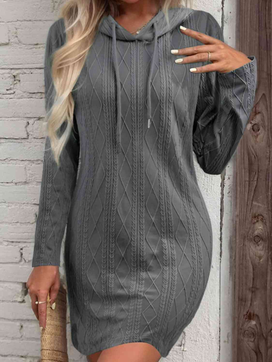 “The Aafia” Drawstring Hooded Sweater Dress