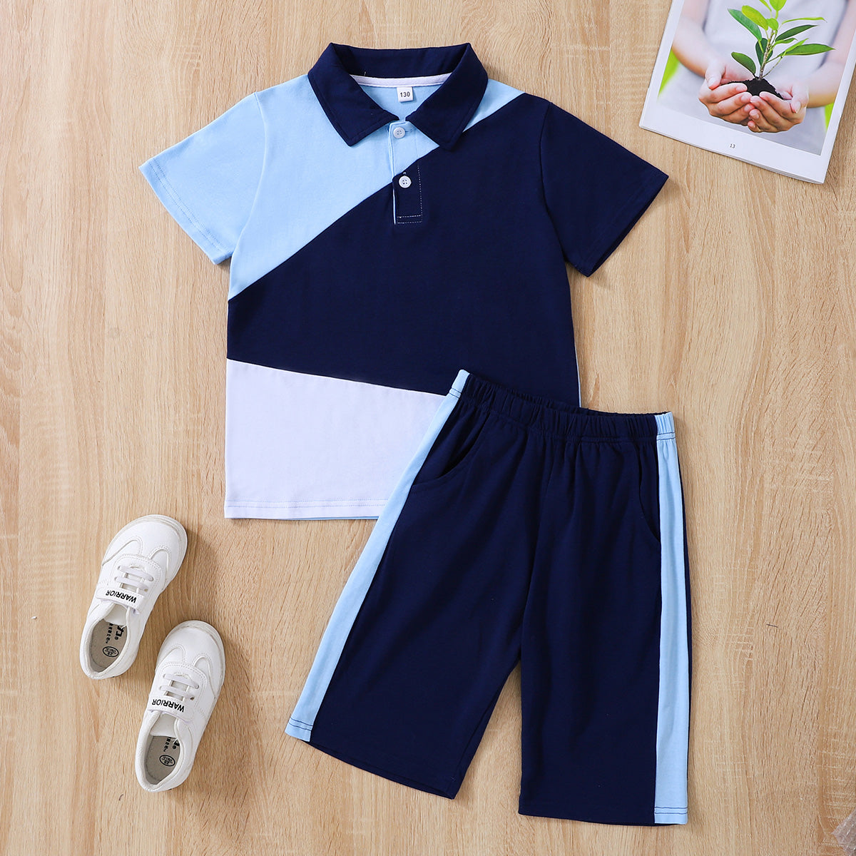 Brickie Boy: “Lil Lee” Kids Color Block Polo Shirt and Shorts Set