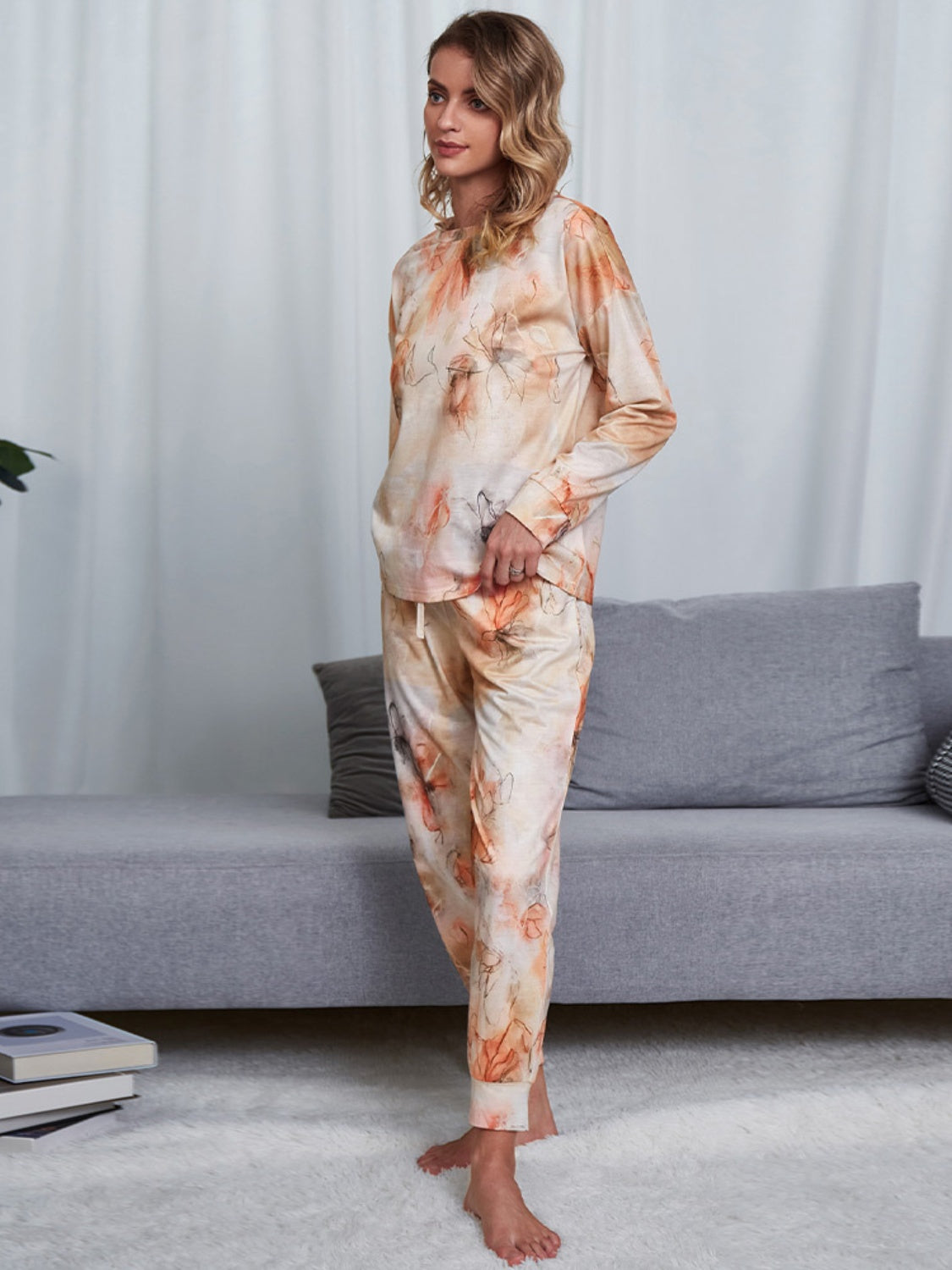 “The Guild” Tie-Dye Round Neck Top and Pants Lounge Set