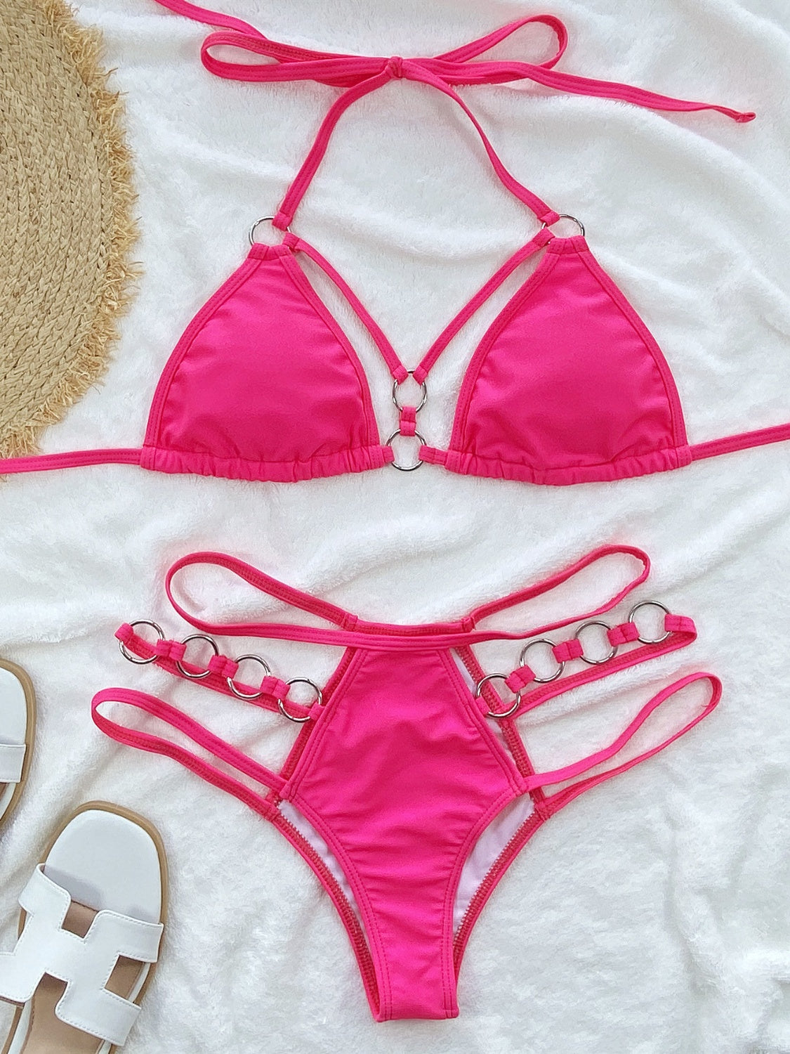 “The Old Ball & Chain” Cutout Halter Neck Two-Piece Bikini Set