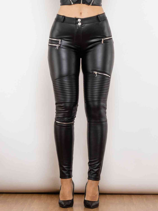 “The Slick Chic” Zip Detail Skinny Pants