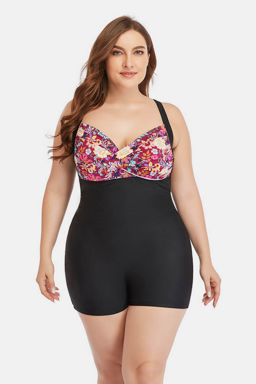 “The Two Toned” Plus Size Two-Tone One-Piece Swimsuit