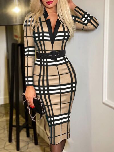 “The Polka Cutie” Printed Notched Long Sleeve Wrap Dress