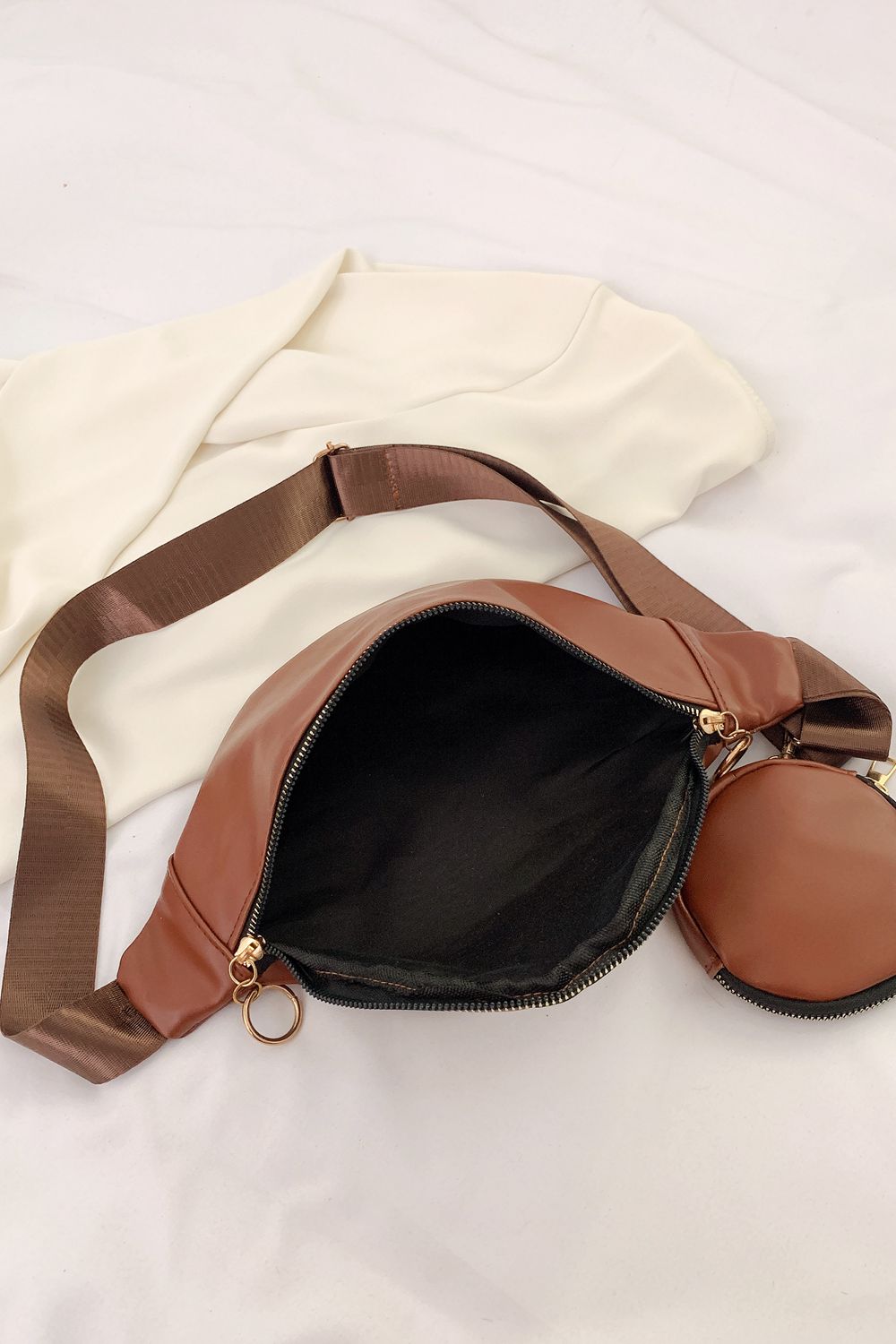 Leather Sling Bag with Small Purse