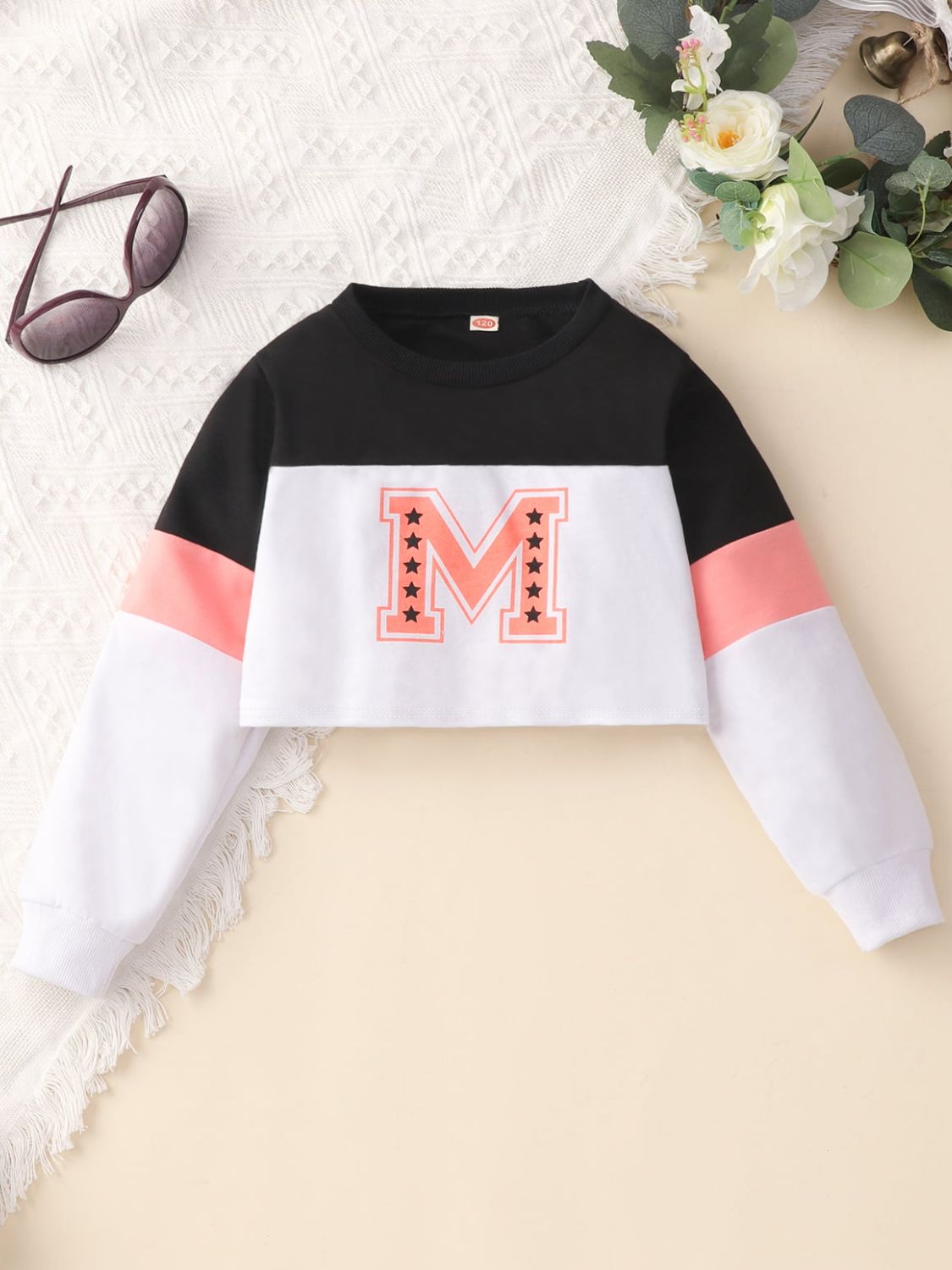 Brickie Girl: “M=Mya” Kids Graphic Cropped Sweatshirt and Joggers Set