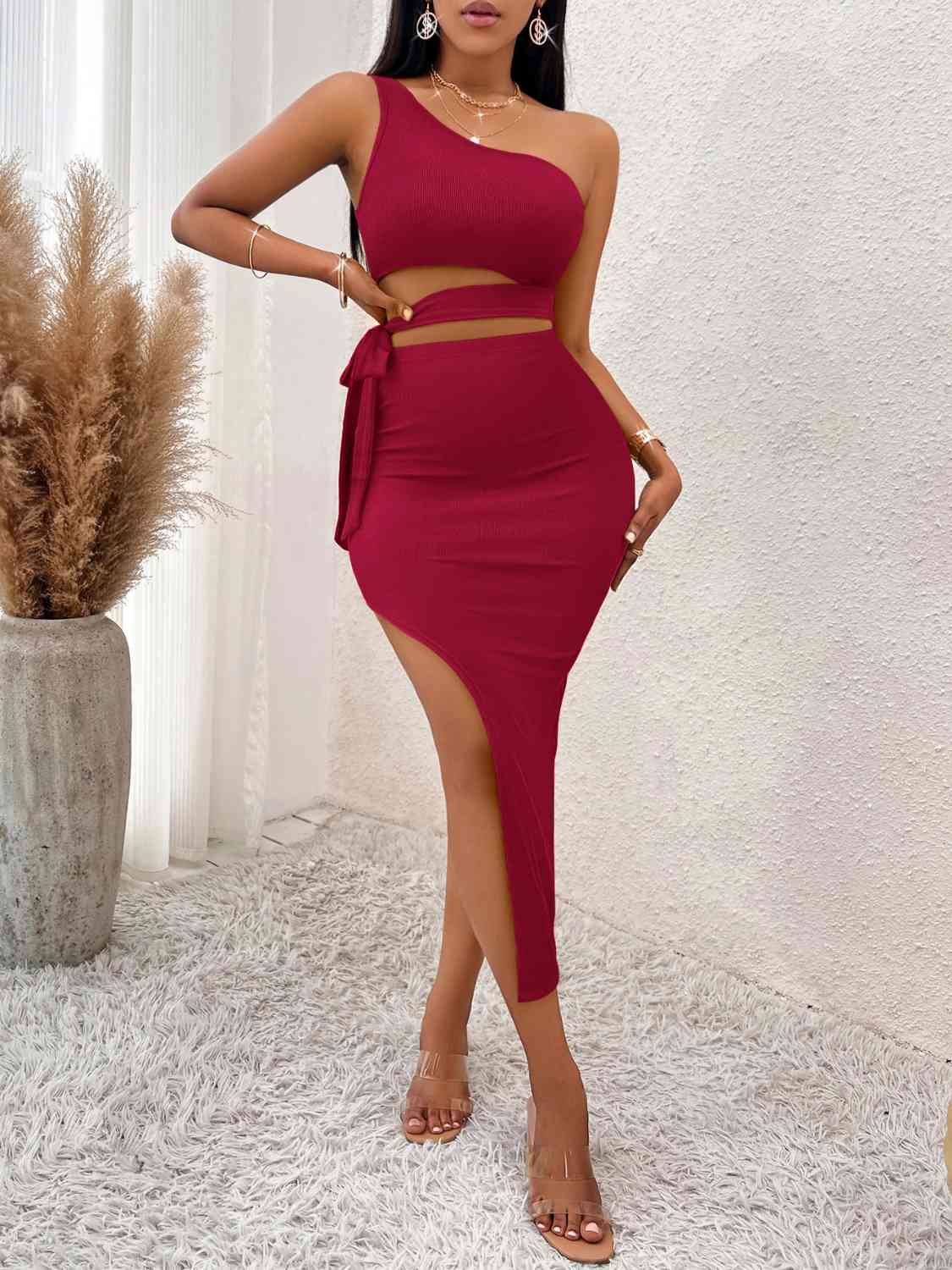 “The Tie Waist” Asymmetrical Midi Dress