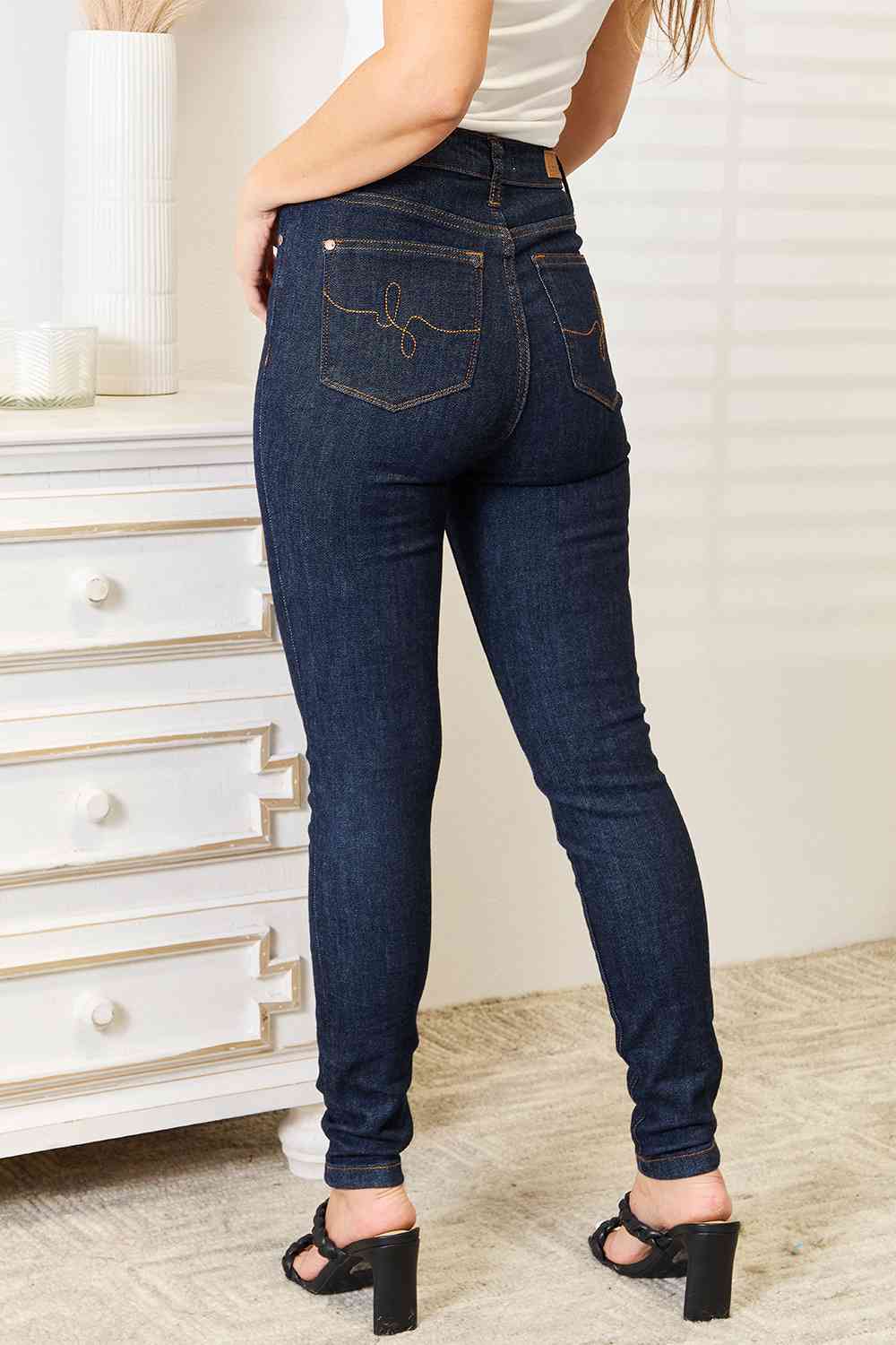 “The Perfect Fit” Full Size High Waist Pocket Embroidered Skinny Jeans