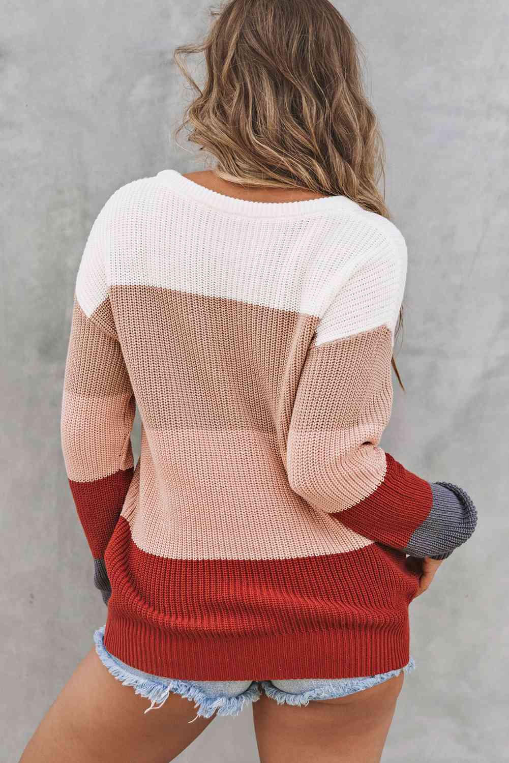 “The Krueger” Color Block Round Neck Sweater