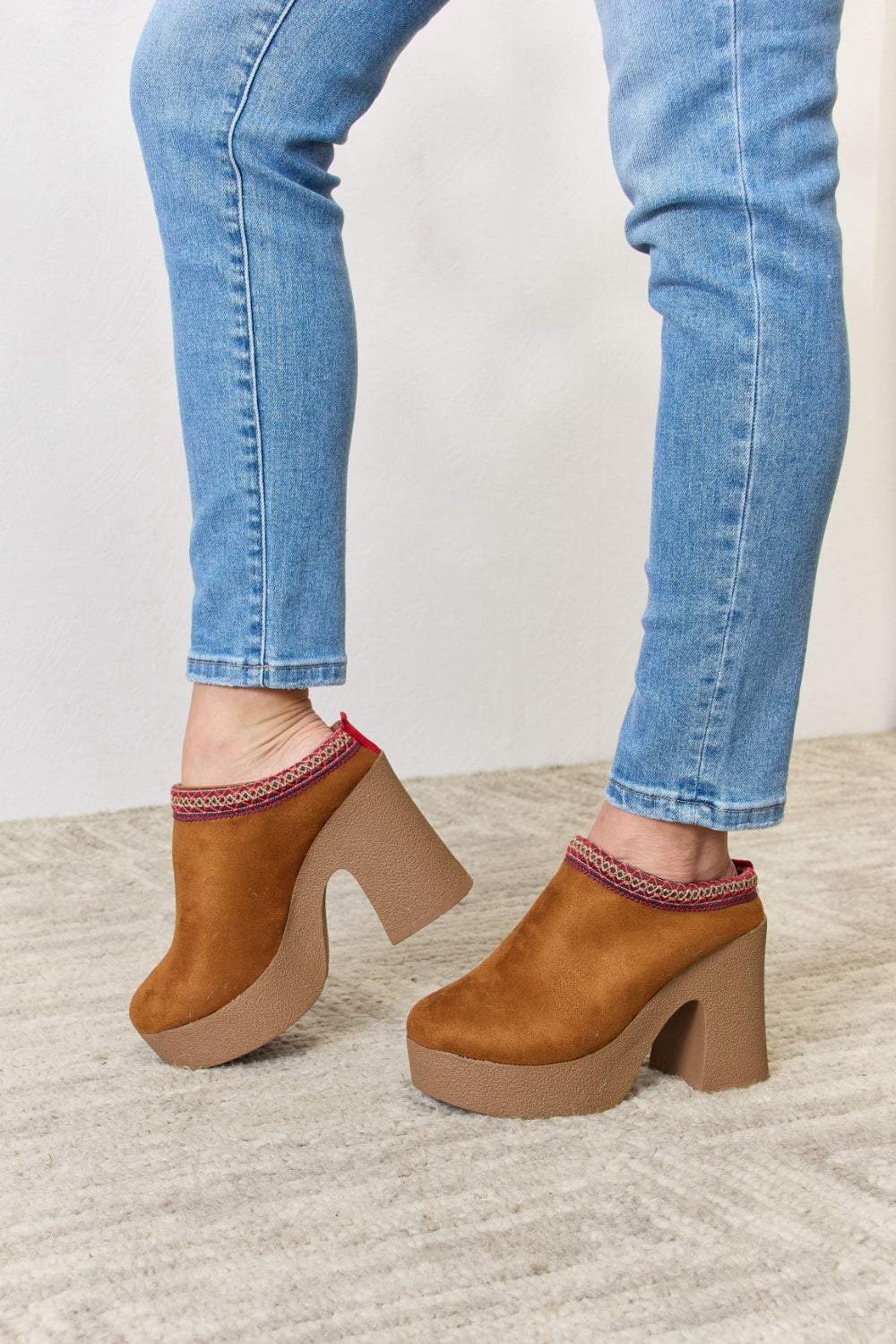 “The Clogger” Footwear Platform Suede Clog Heel