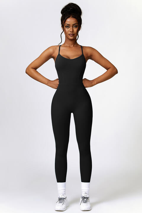 “The Pleasure Bae” Open Back Spaghetti Strap Sports Jumpsuit