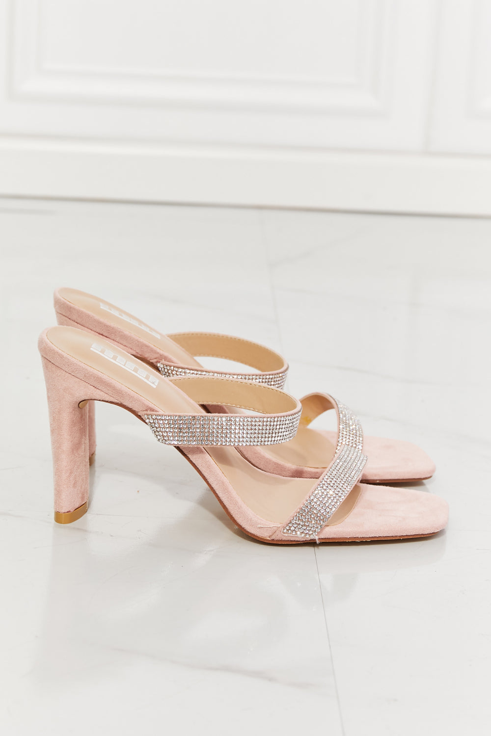 MM: “Leave A Little Sparkle” Rhinestone Block Heel Sandal in Pink