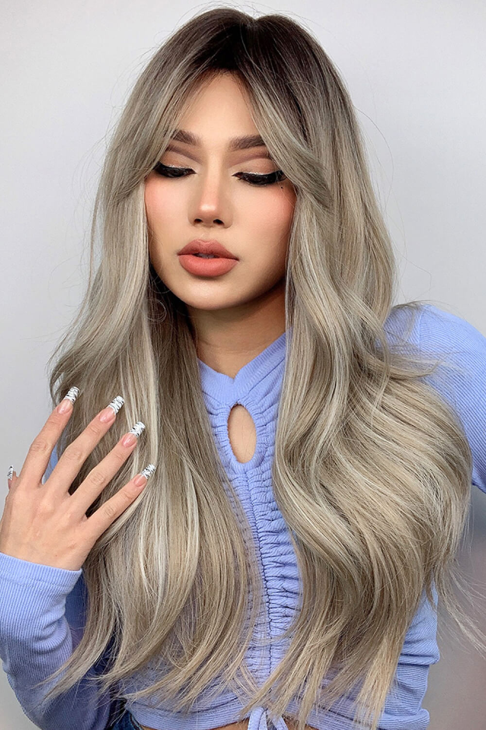 (Jasline)Full Machine Long Wave Wigs 26''