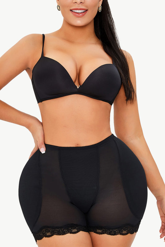 Brick Bawdy: Full Size Scalloped Lace Trim Pull-On Shaping Shorts
