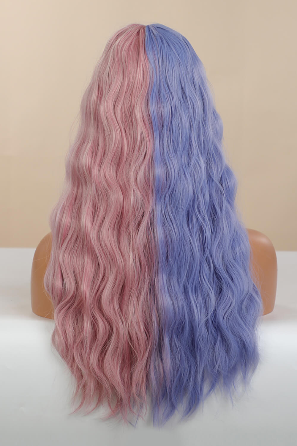 (Harlequin)13*1" Full-Machine Wigs Synthetic Long Wave 26" in Blue/Pink Split Dye