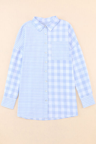 “The Chester Chic” Pocketed Plaid Dropped Shoulder Shirt