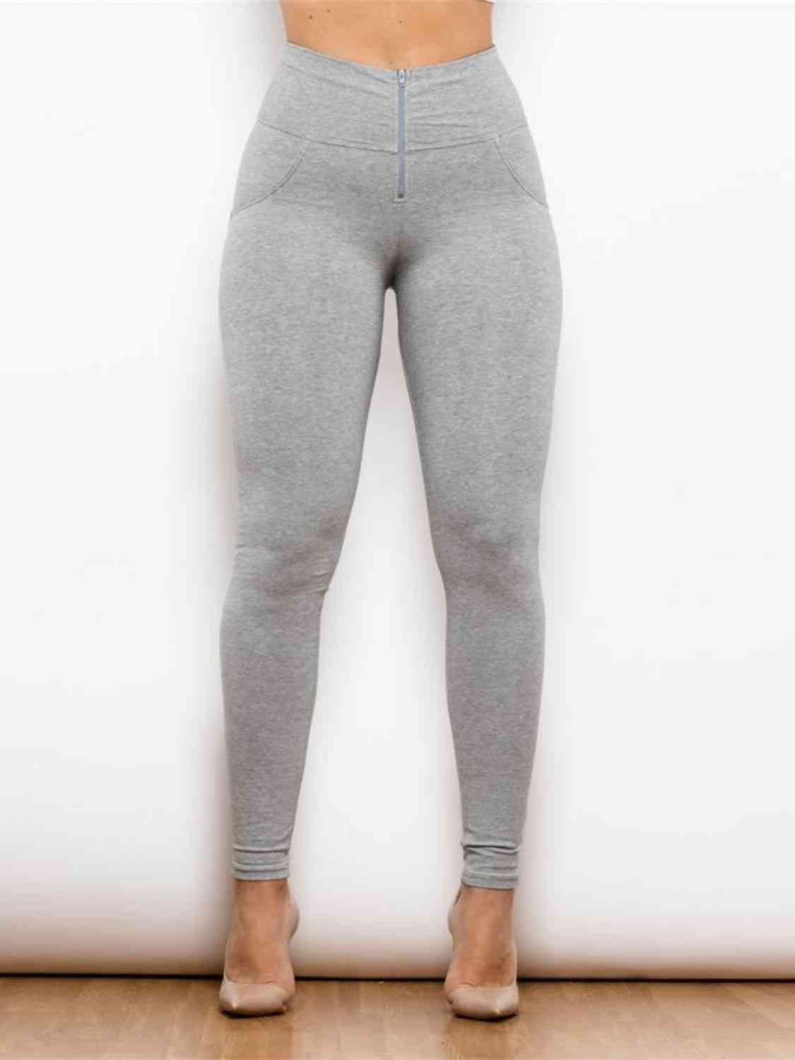 “The Cuff Her” Full Size Zip Detail High Waist Leggings