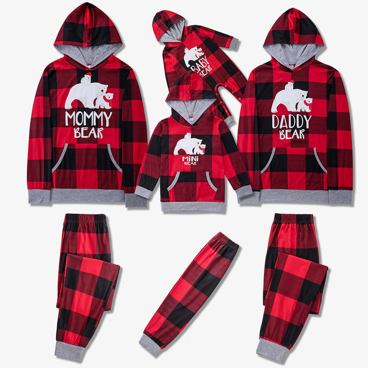 “THE DADDY BEAR” Graphic Hoodie and Plaid Pants Set