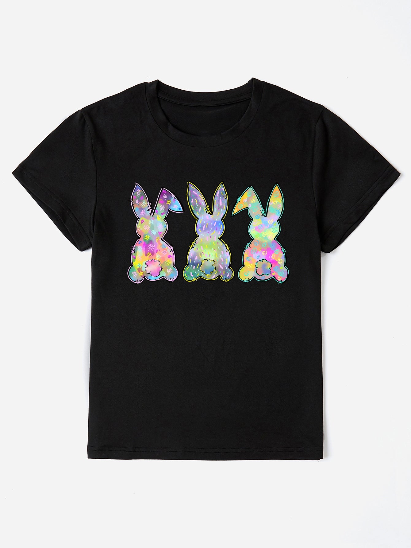 “The Rabbit Trio” Round Neck Short Sleeve T-Shirt