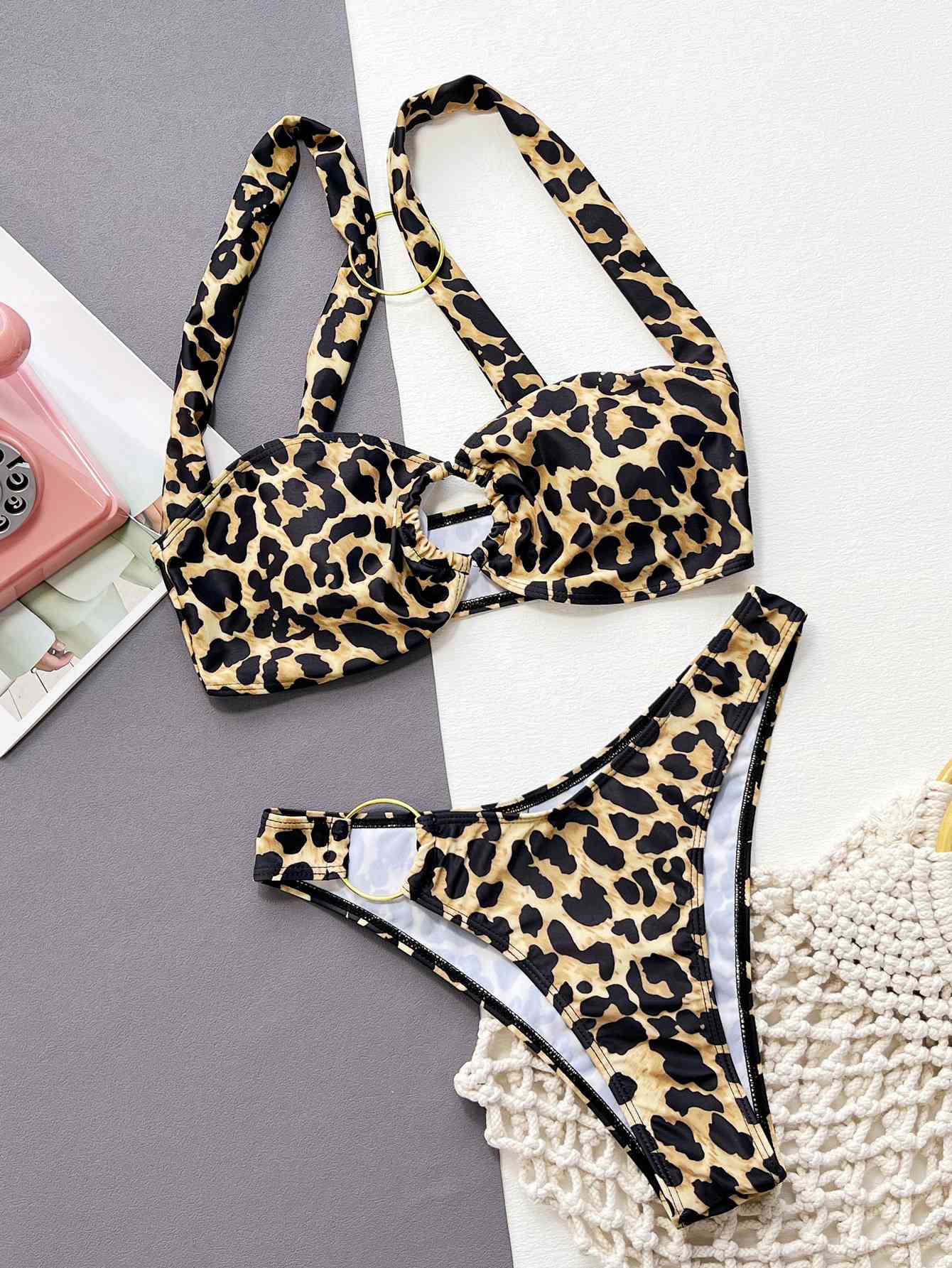 “The Dare Me” Leopard Ring Detail Bikini Set