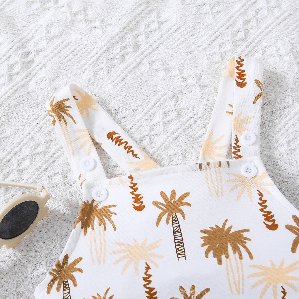 “Baby Brick: Coconut” Kids Botanical Print Overalls