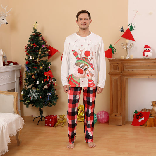 “The Holiday Dad” Men Reindeer Top and Plaid Pants Set
