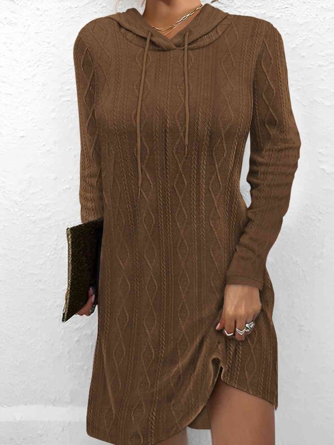 “The Aafia” Drawstring Hooded Sweater Dress