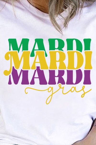 “”The Mardi Party” Plus Size MARDI GRAS Round Neck T-Shirt