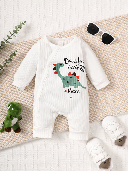 “DADDY'S LITTLE MAN” Dinosaur Graphic Jumpsuit