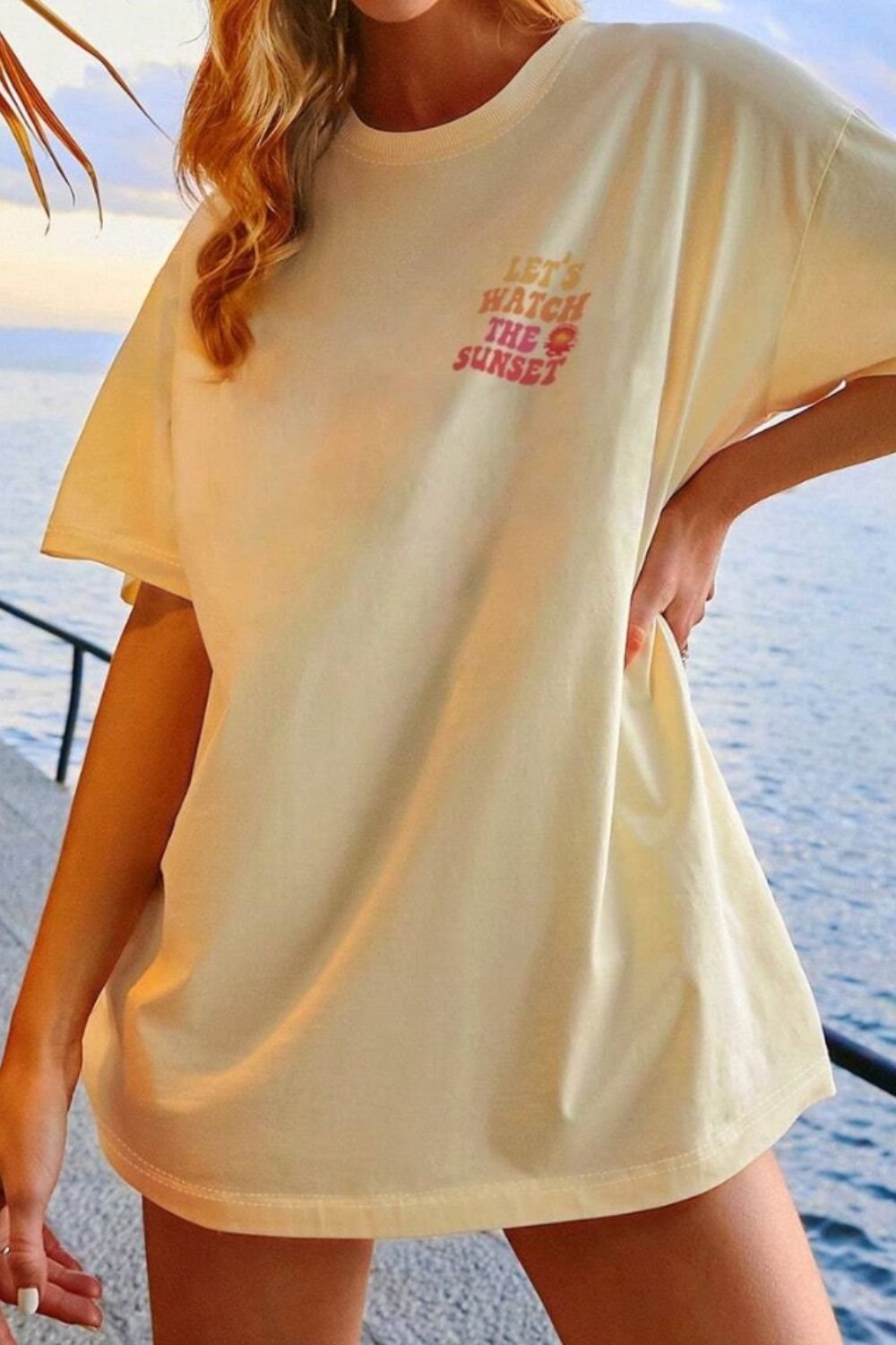 “LET'S WATCH THE SUNSET” Round Neck T-Shirt