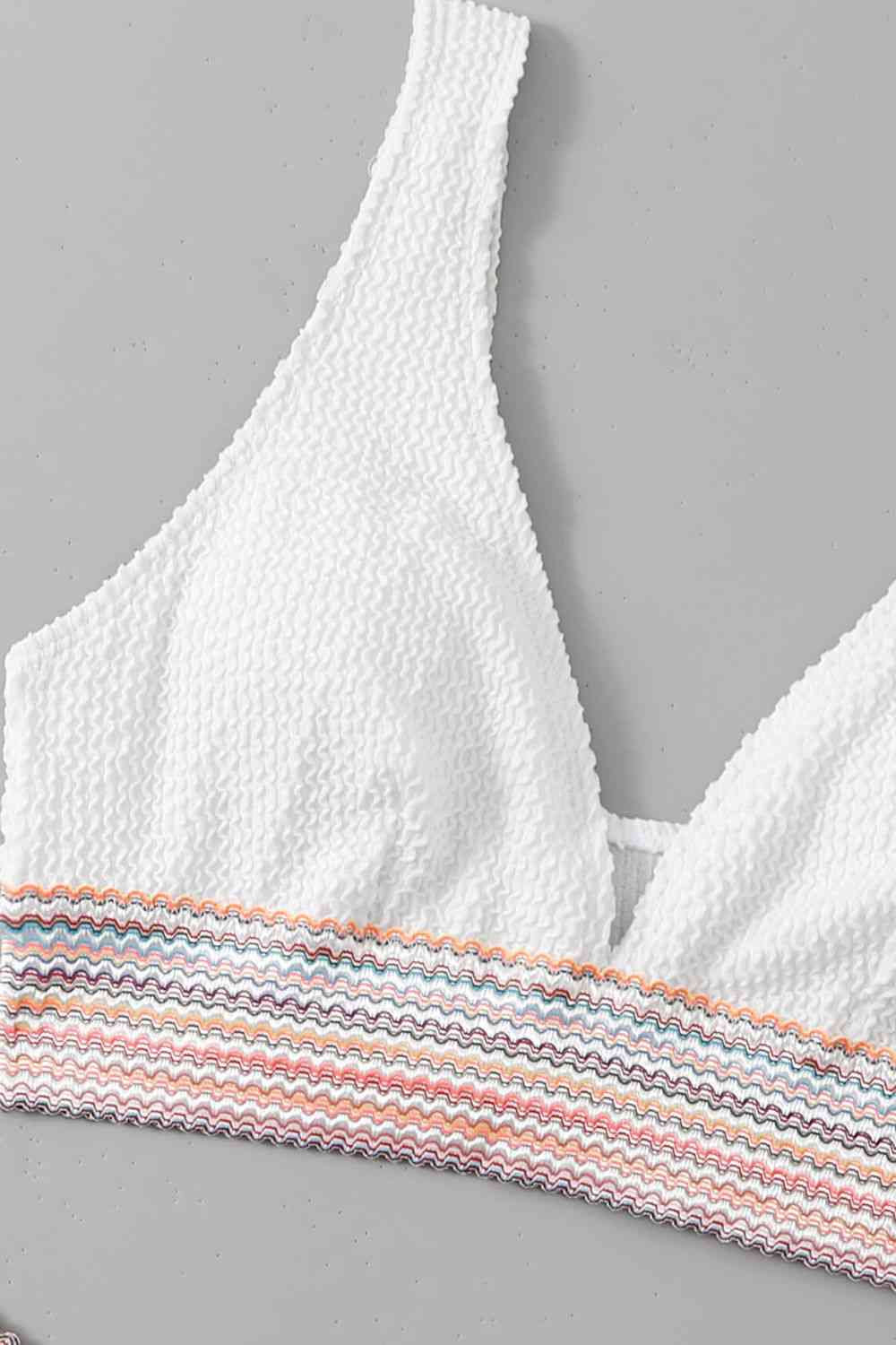 “The Neshia” Contrast Textured High Cut Swim Set