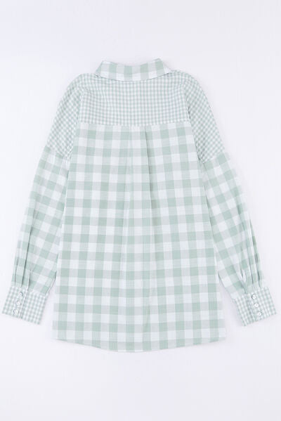 “The Chester Chic” Pocketed Plaid Dropped Shoulder Shirt