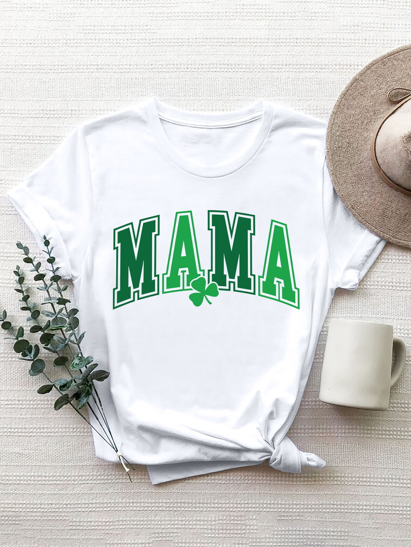 “The Lucky MAMA” Round Neck Short Sleeve T-Shirt