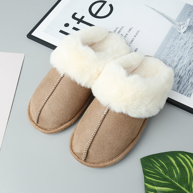 “The Cream Toe” Faux Suede Center Seam Slippers