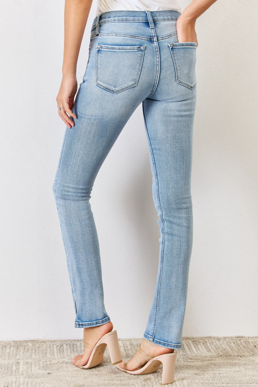 “The Y2KER” Full Size Mid Rise Y2K Slit Bootcut Jeans