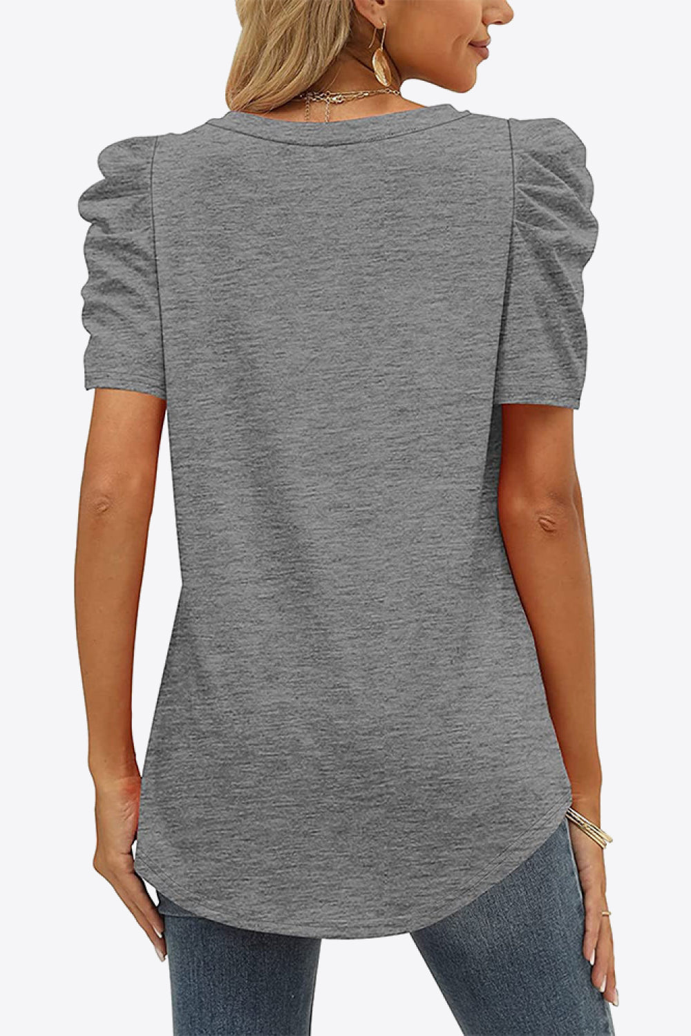 “The Fighter” V-Neck Puff Sleeve Tee