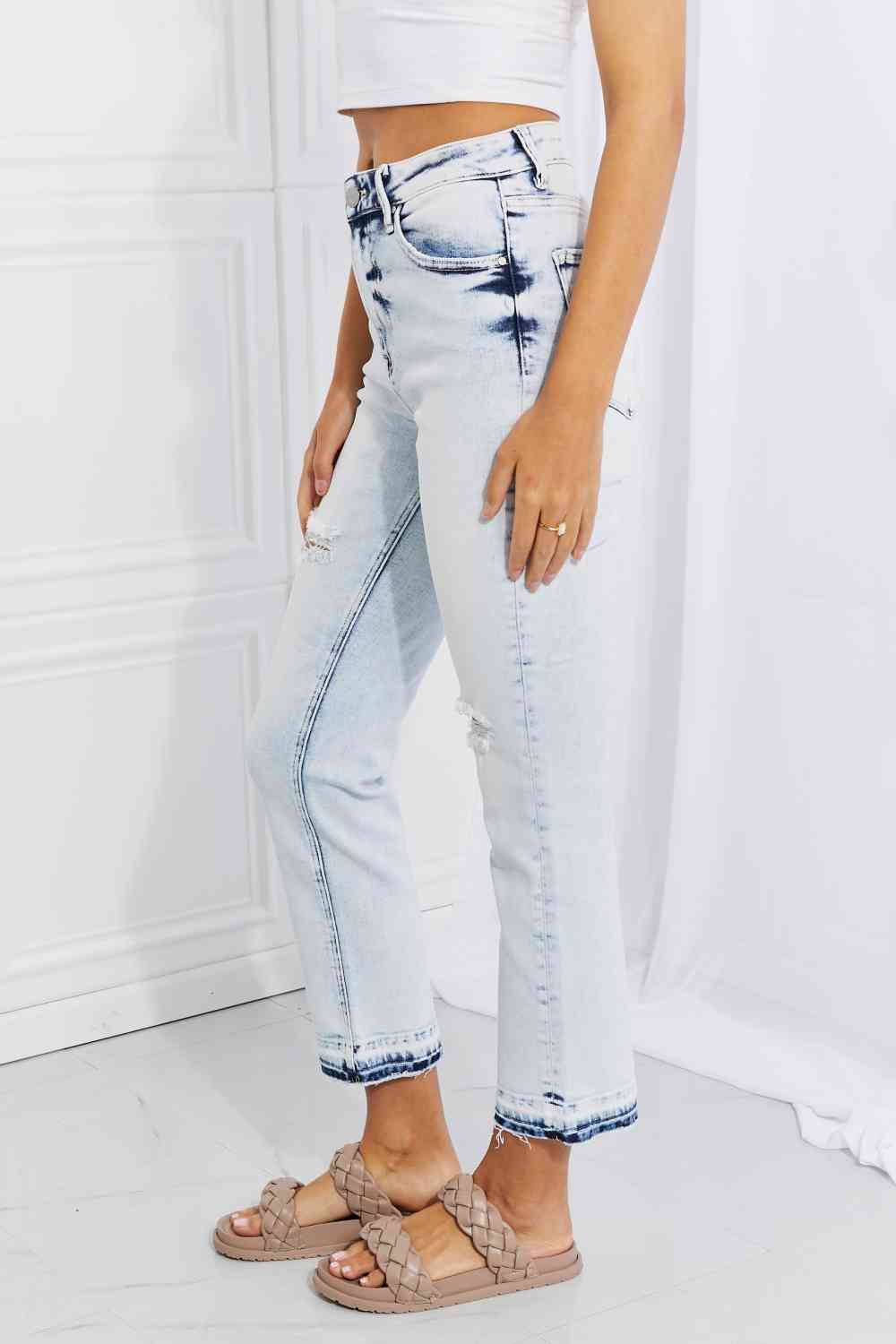 “The Critic” Full Size Camille Acid Wash Crop Straight Jeans