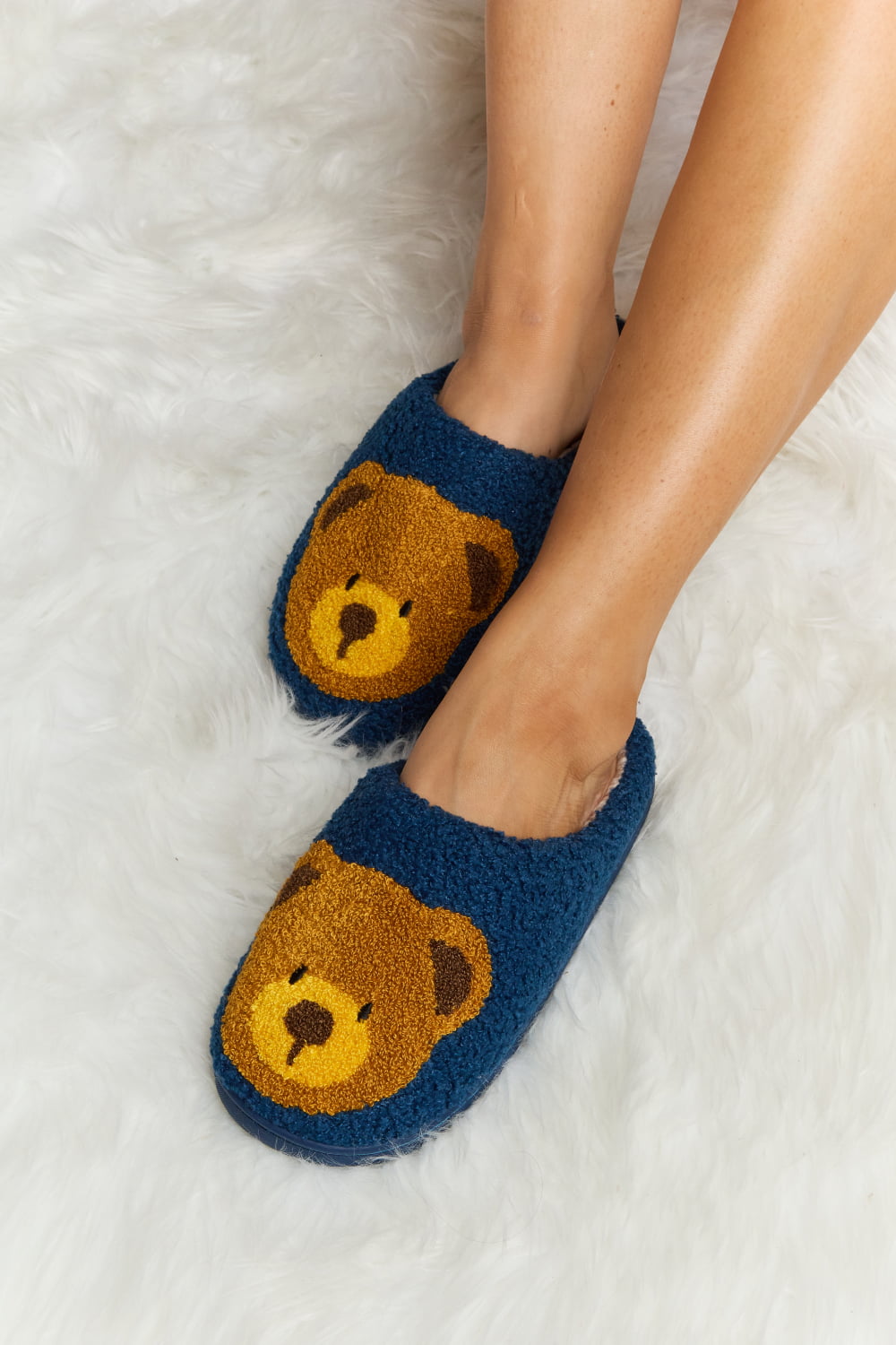 “The Teddy Bear” Print Plush Slide Slippers