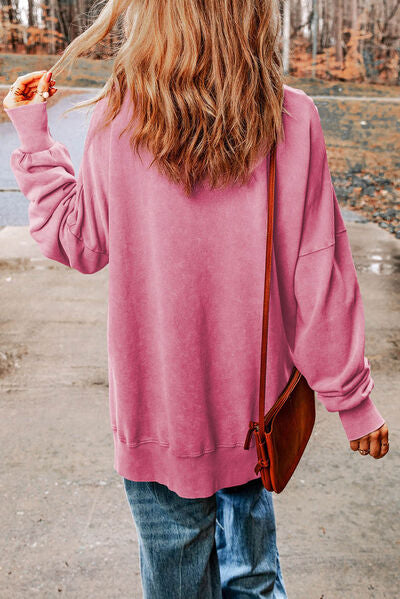 “The Childish Heart” Plus Size Heart Sequin Round Neck Sweatshirt