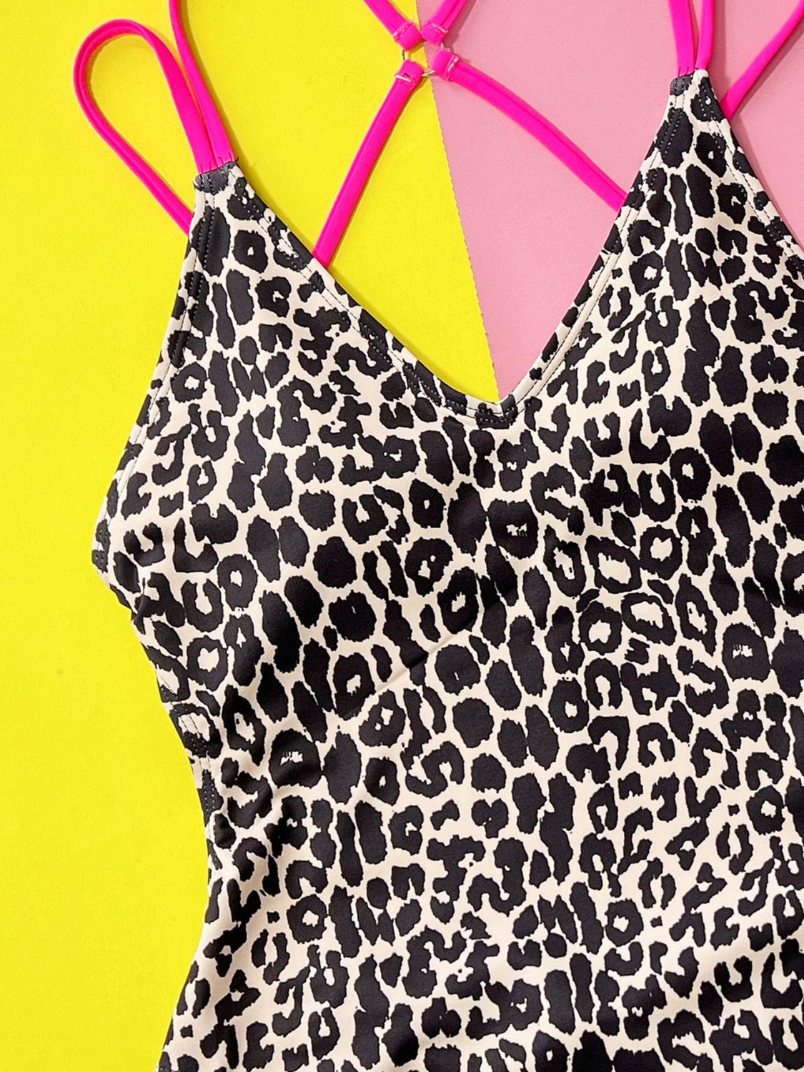 “The Swim Leopard” Plunge Spaghetti Strap One-Piece Swimwear