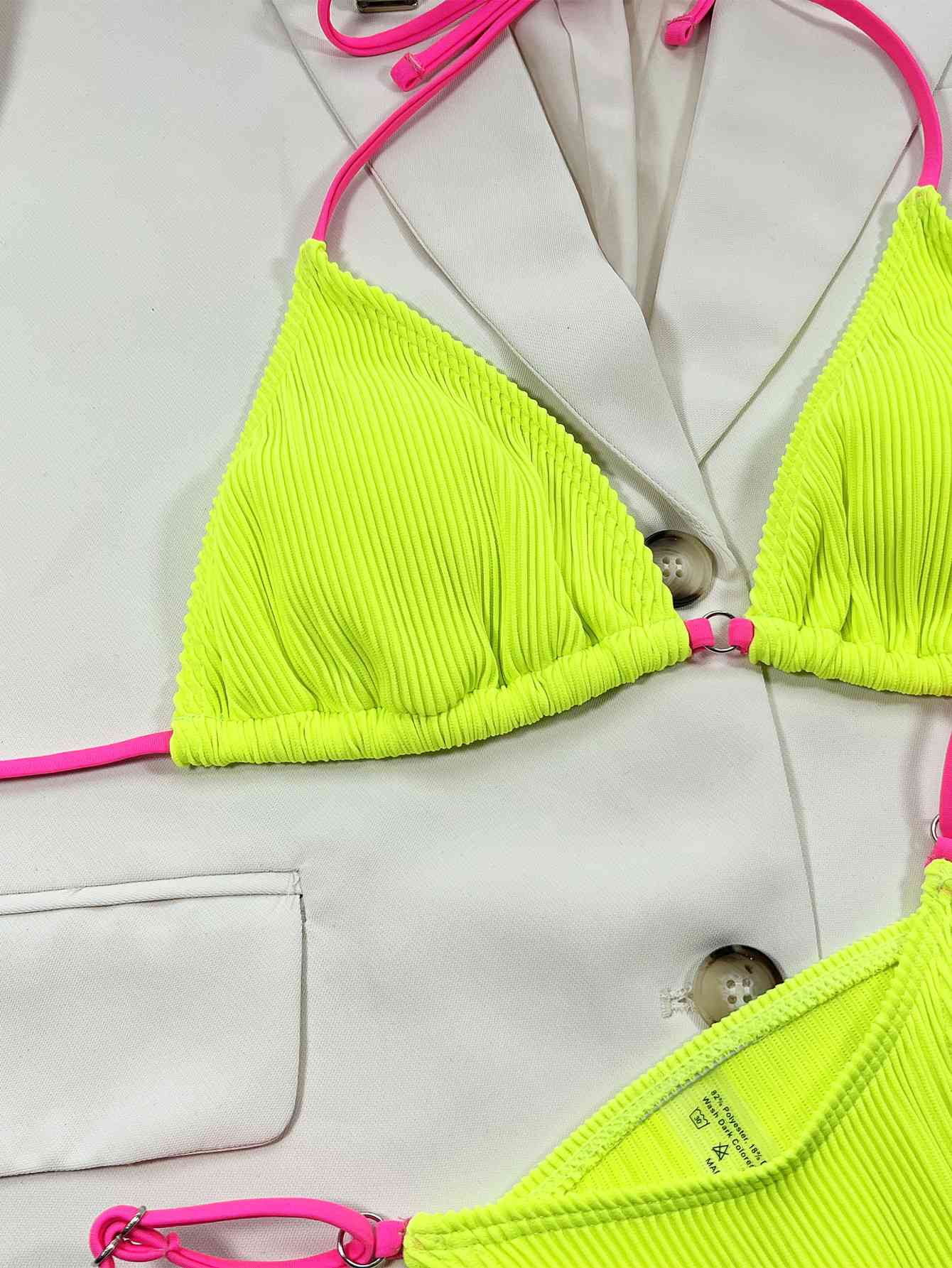 “The Hyper Link” Ribbed Tie Back Bikini Set