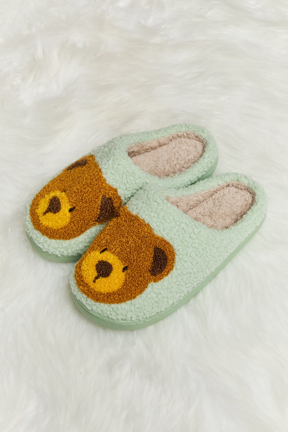 “The Teddy Bear” Print Plush Slide Slippers