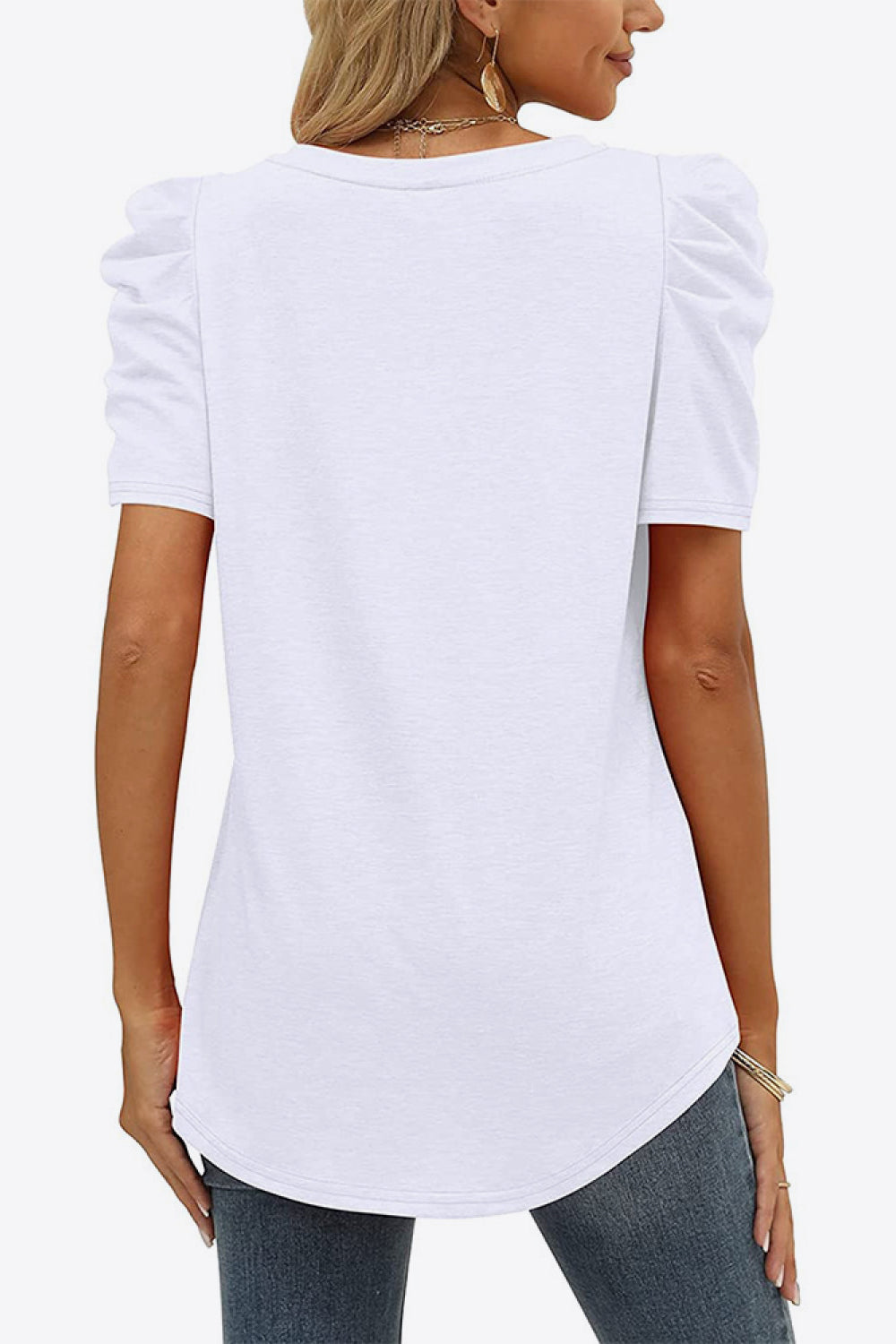 “The Fighter” V-Neck Puff Sleeve Tee